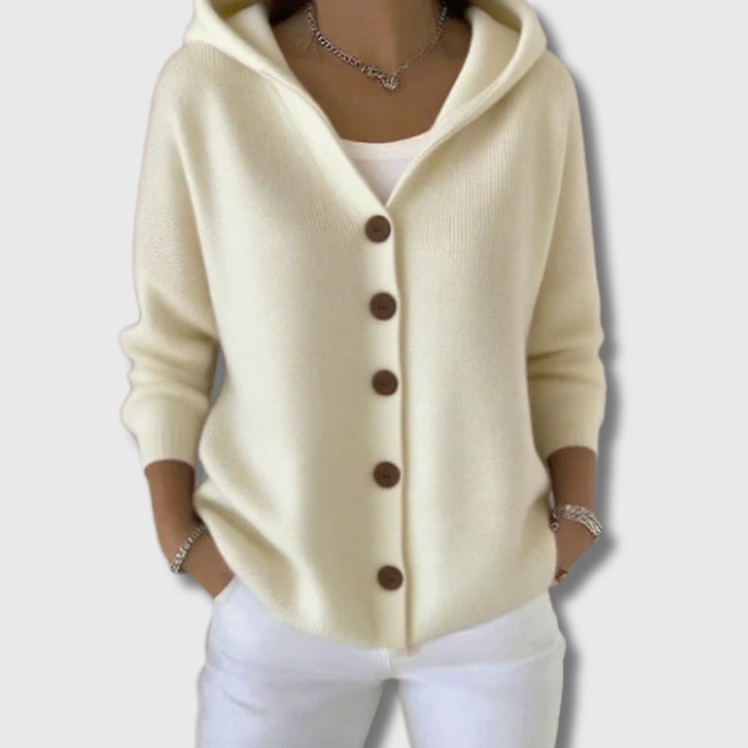 Kaja – Różowy kardigan z kapturem