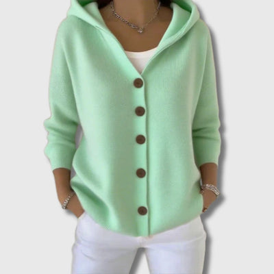 Kaja – Różowy kardigan z kapturem