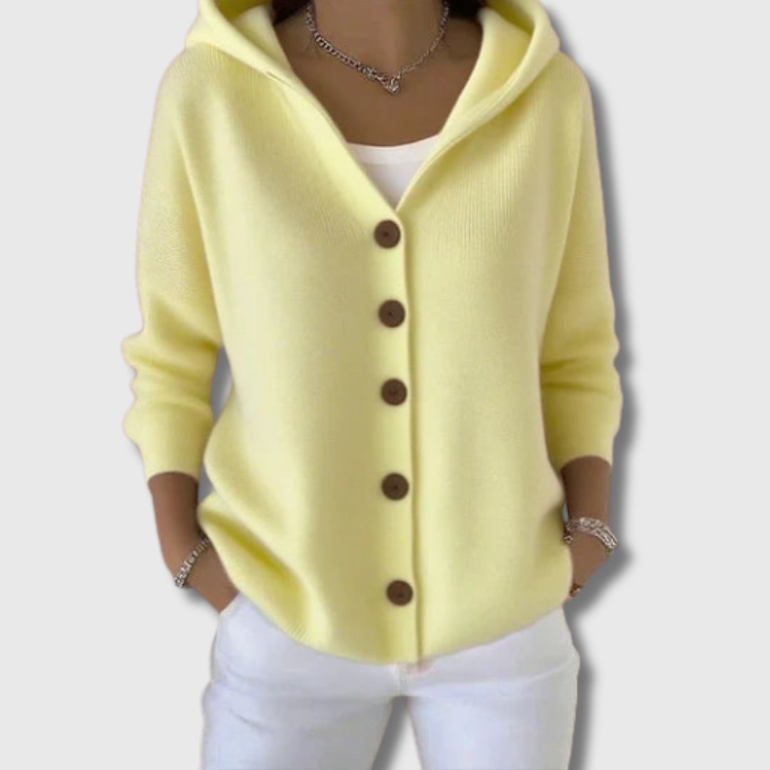 Kaja – Różowy kardigan z kapturem