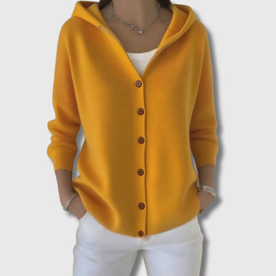 Kaja – Różowy kardigan z kapturem