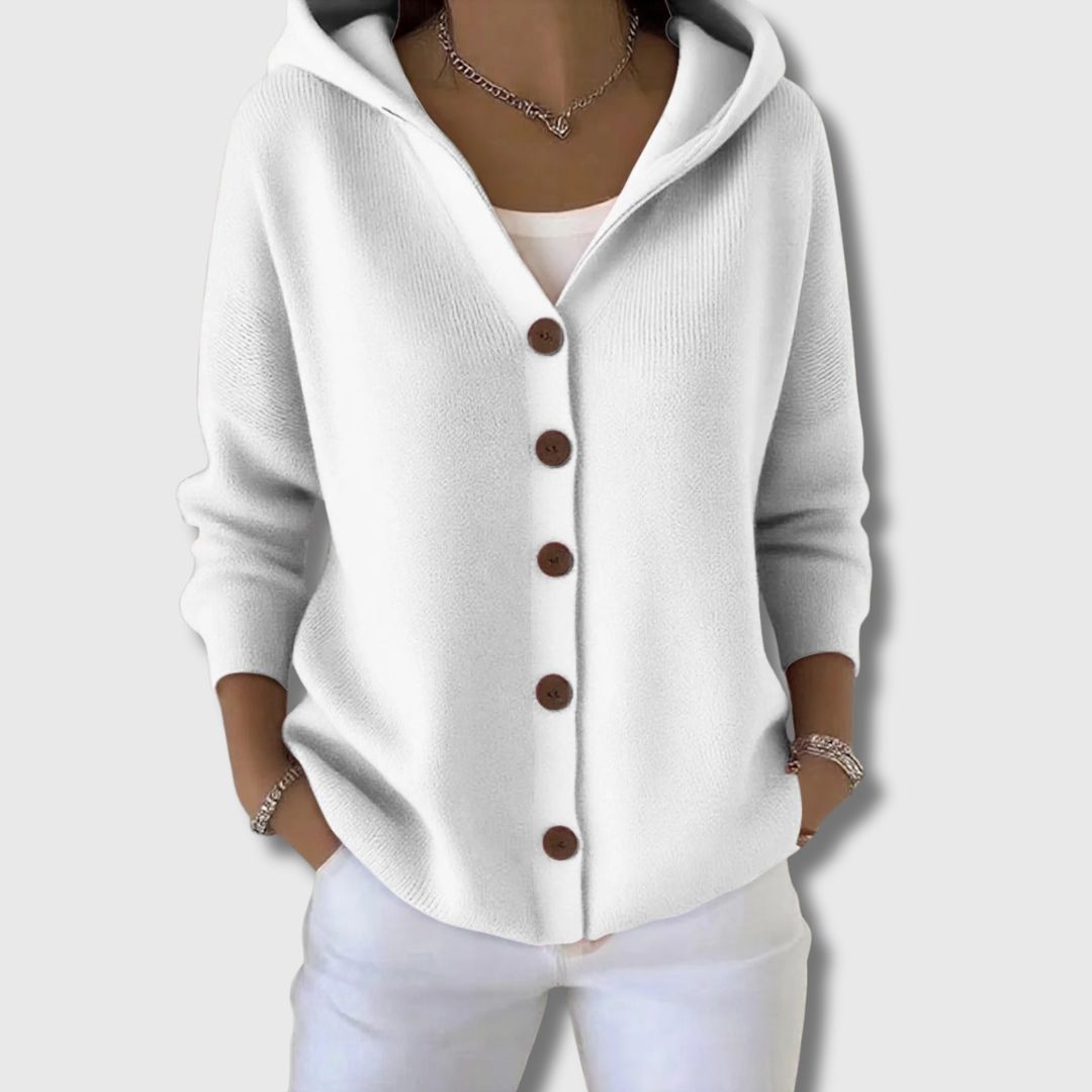 Kaja – Różowy kardigan z kapturem