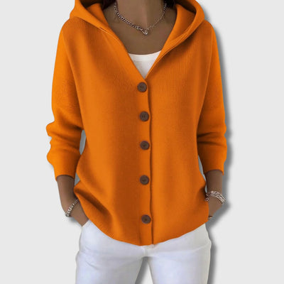 Kaja – Różowy kardigan z kapturem