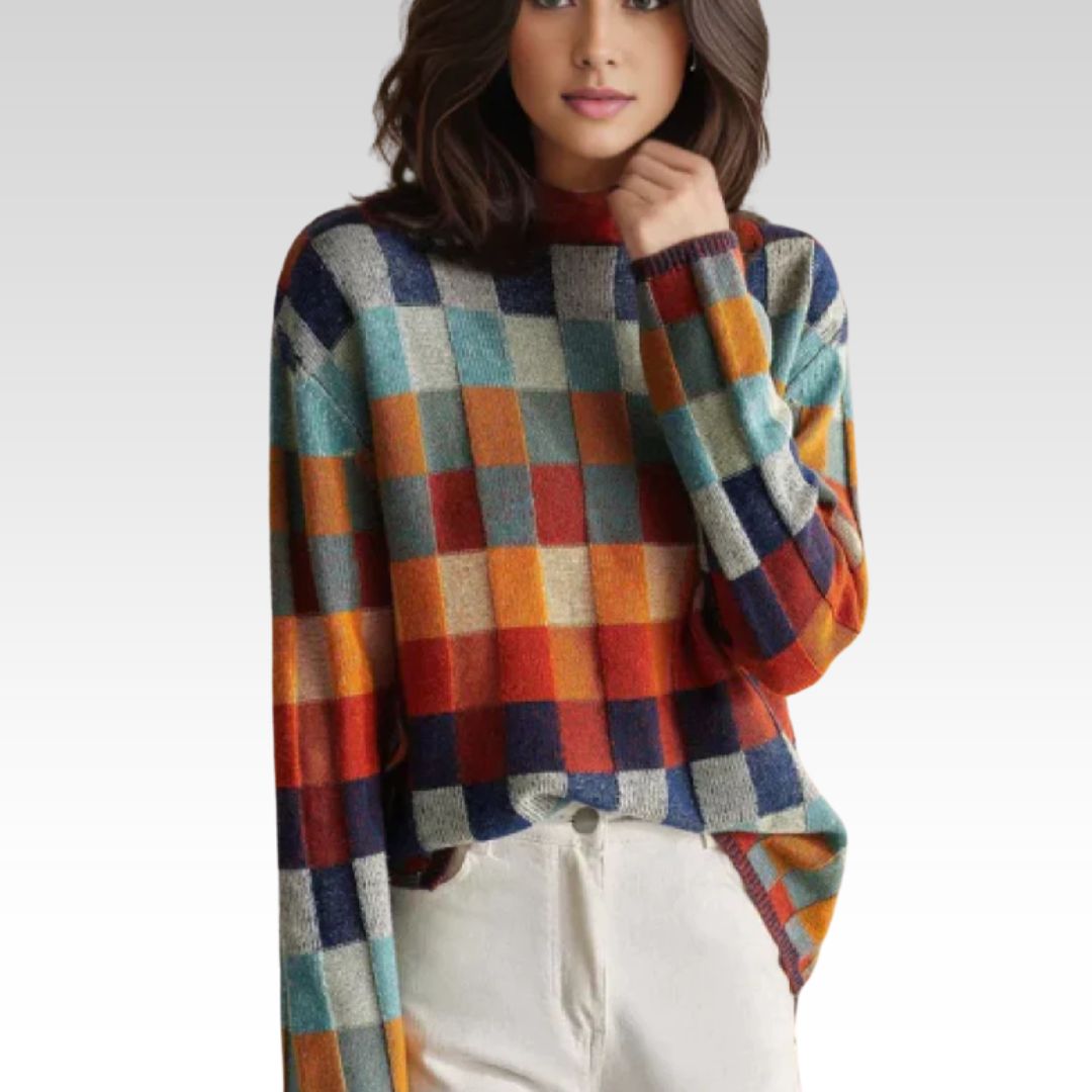 Luna Sweater – Kolorowy sweter w kratę