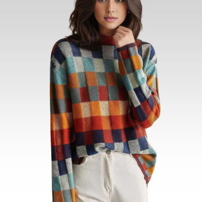 Luna Sweater – Kolorowy sweter w kratę