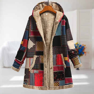 Bogusia – Kolorowa kurtka patchwork z ciepłą podszewką