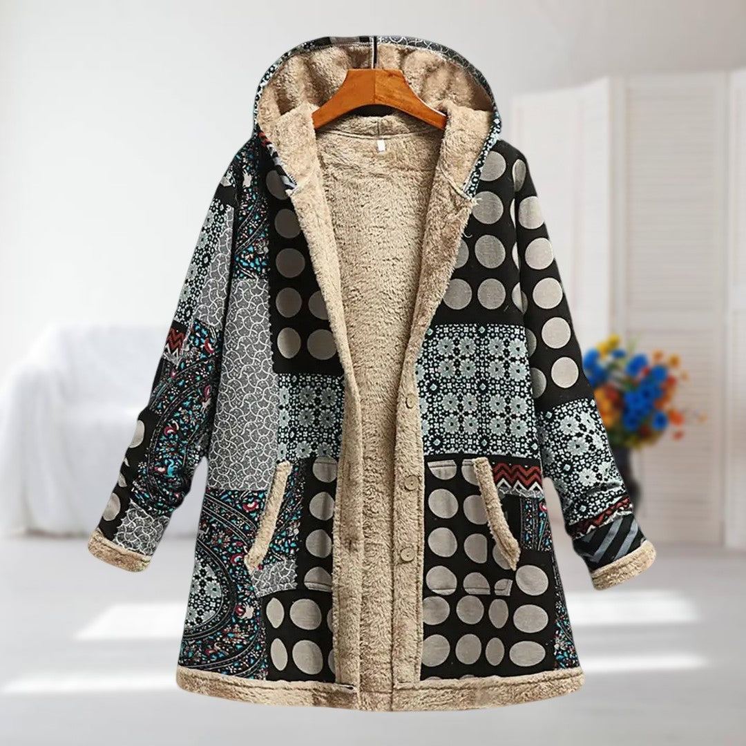 Bogusia – Kolorowa kurtka patchwork z ciepłą podszewką