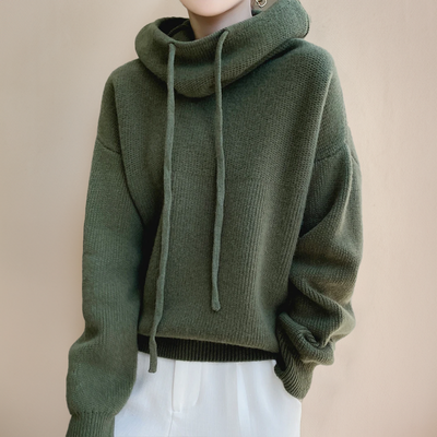 Noa Hoodie – Otulający sweter z kapturem i golfem
