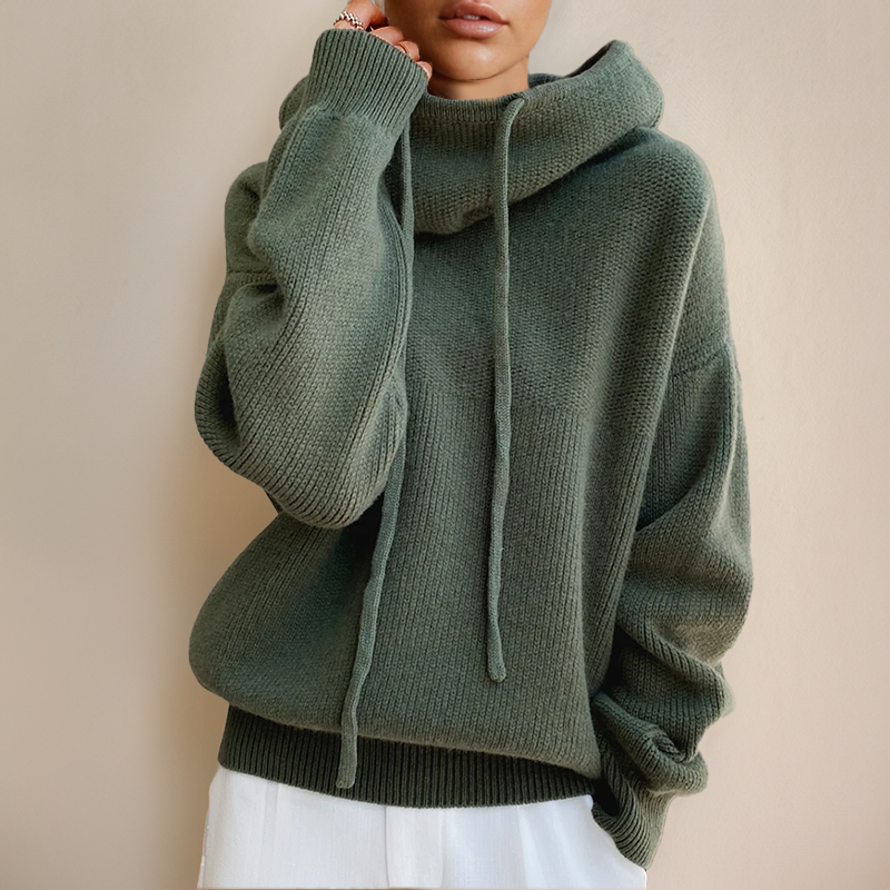 Noa Hoodie – Otulający sweter z kapturem i golfem
